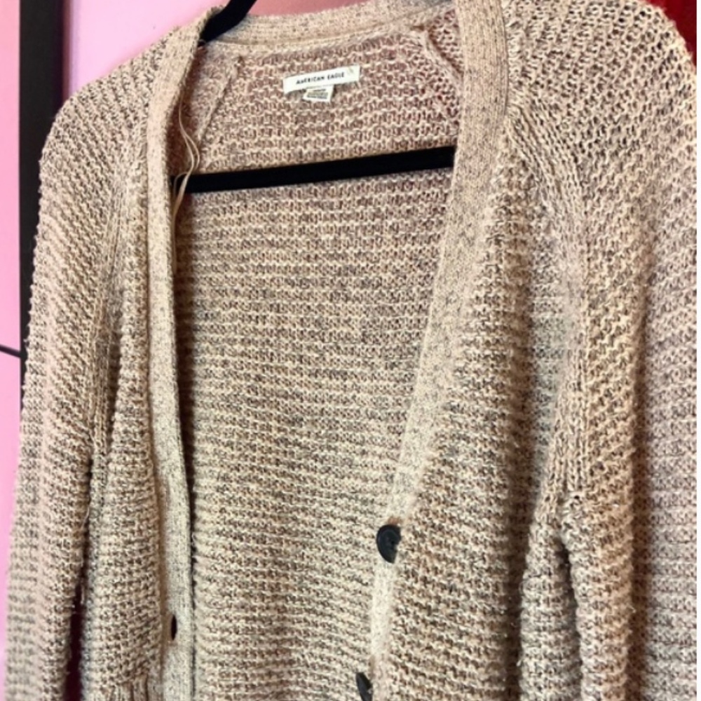 American Eagle Dusty Rose Knit Contemporary Cardigan Women’s Relaxed Fit Medium - Picture 2 of 6